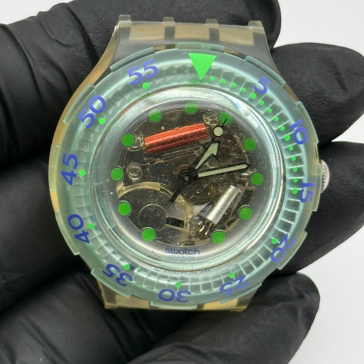Vintage Swatch Scuba 200 Watch SDK107 Blue Ice 1995 ETA Quartz Swiss 40mm Parts 