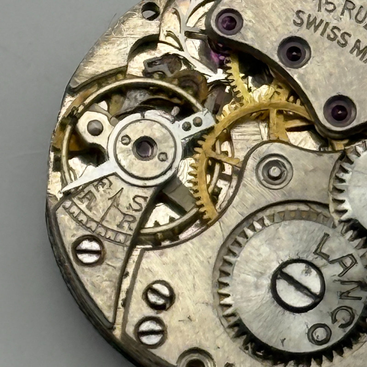 Lanco Watch Movement 15 Rubis Swiss Manual Wind Vintage Parts Repair 19.6mm