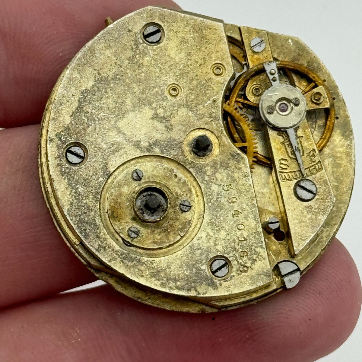 Antique Pocket Watch Movement Key Wound Parts Repair Spares 35.9mm