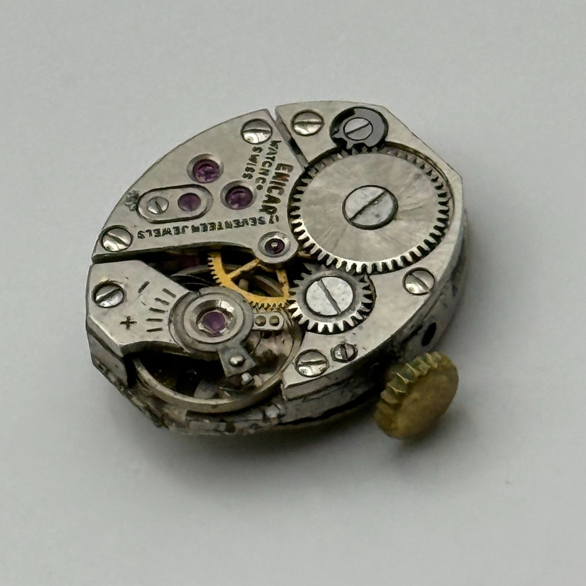 Enicar 672 Watch Movement 17 Jewels Swiss Vintage Manual Wind Parts Repair 13mm