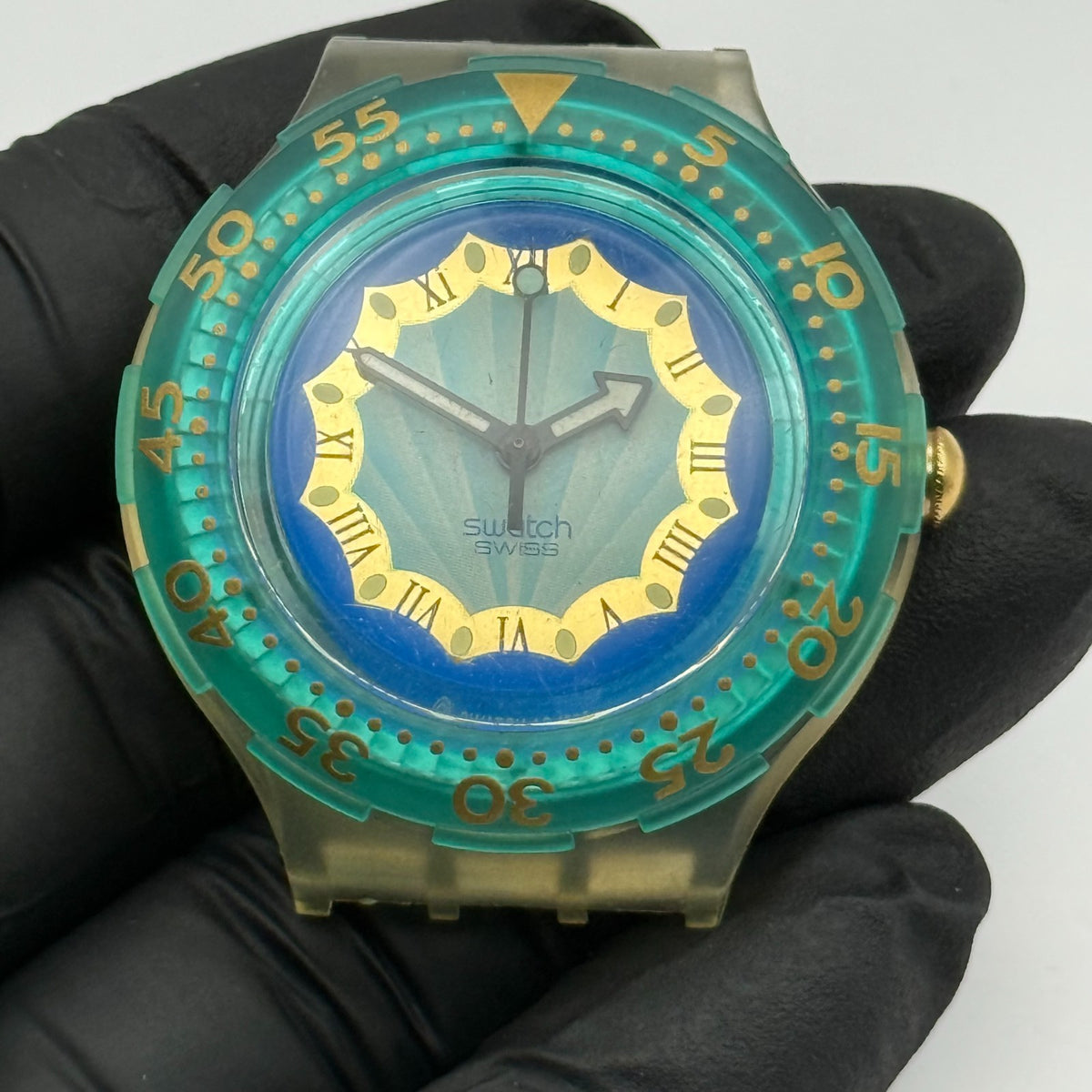Vintage Swatch Scuba 200 Watch SDK119 Seahorse 1994 ETA Quartz Swiss 40mm Parts 