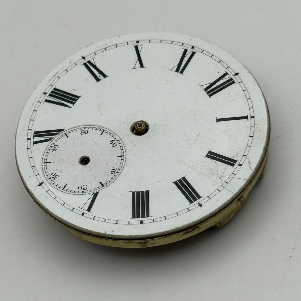Antique Key Wound Pocket Watch Movement Dial Parts Repair Spares 38.6mm