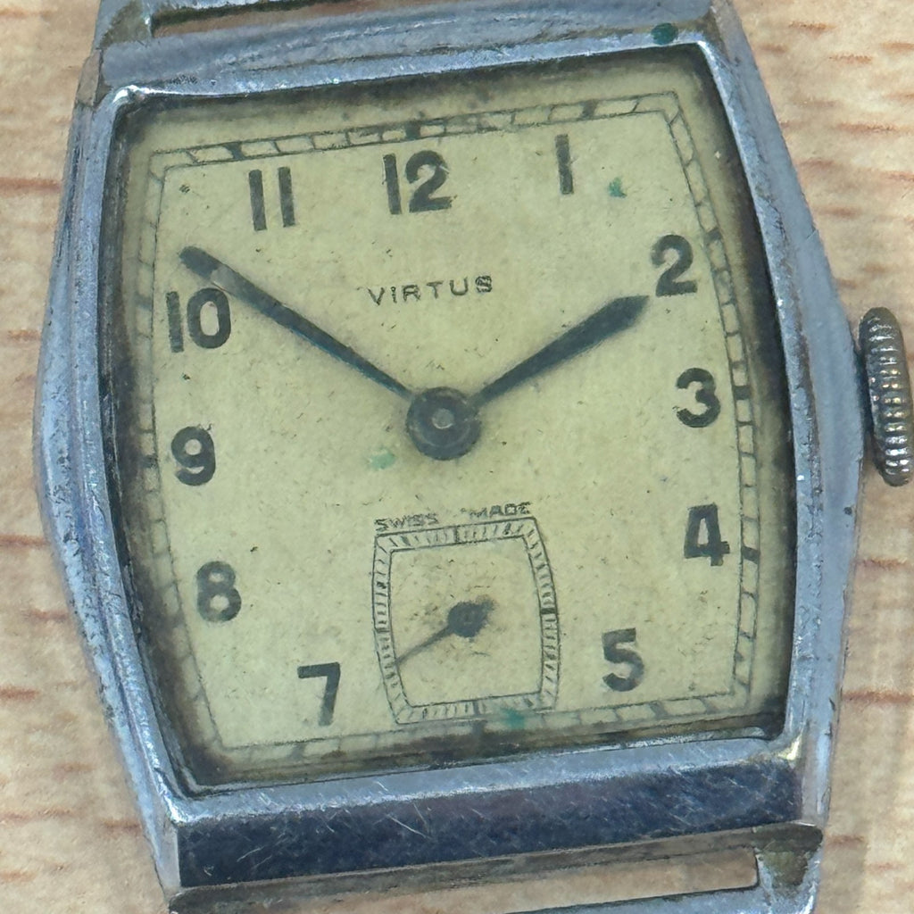 Virtus Tank Watch - Vintage Men's - Sub Seconds Dial - Spares / Repairs - 29mm