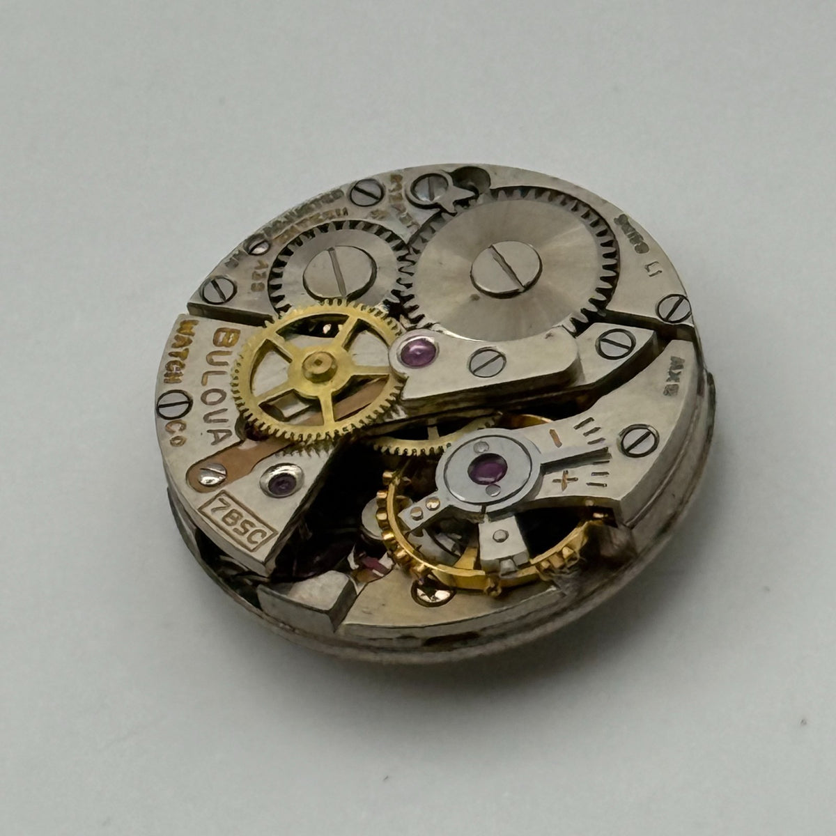 Bulova 7BSC Watch Movement Red Sweep Seconds Hand 17J Swiss Parts Repair 17.1mm