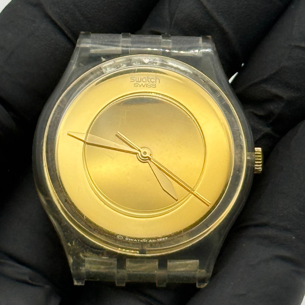 Vintage Swatch Jam Watch AG 1997 Gold Tone ETA Quartz Swiss 33mm Parts 