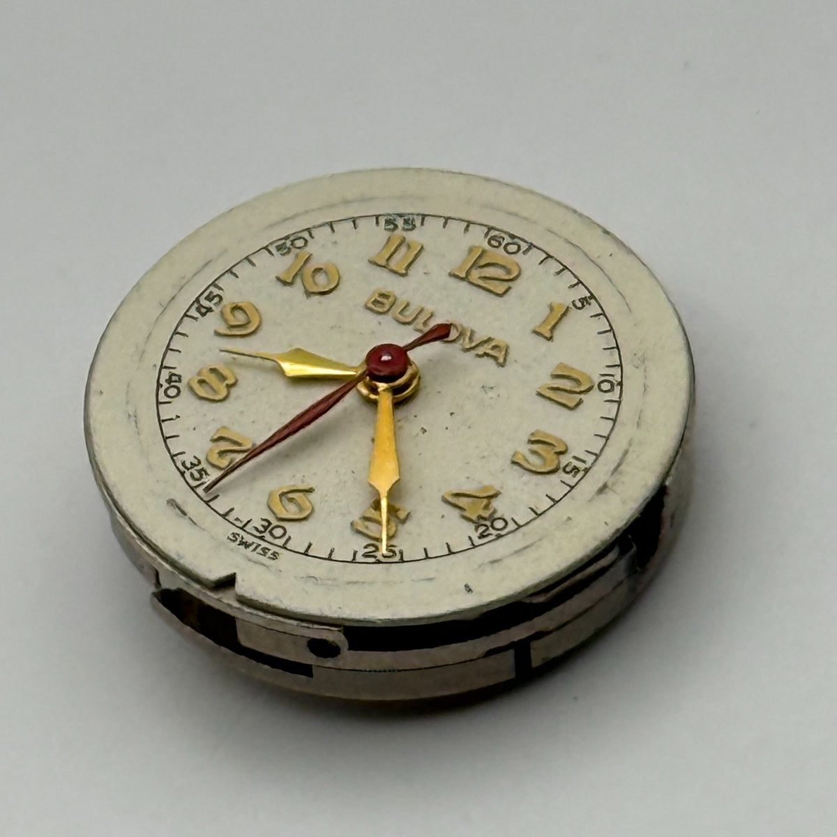 Bulova 7BSC Watch Movement Red Sweep Seconds Hand 17J Swiss Parts Repair 17.1mm