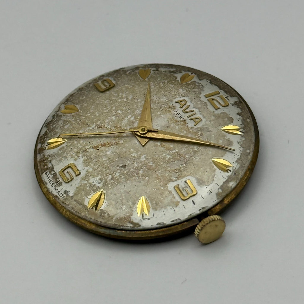 FHF 67 Watch Movement - Avia 15 Jewels - For Parts / Repair - 29.8mm