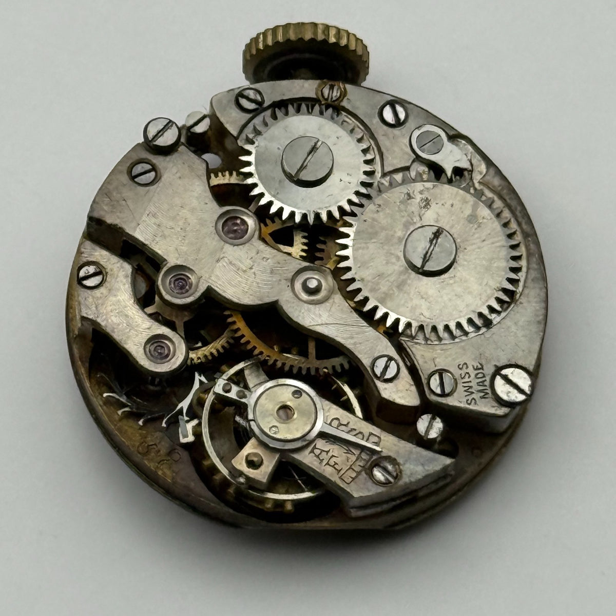 Unidentified Watch Movement Running Swiss Made Manual Wind Parts Repair 23.6mm