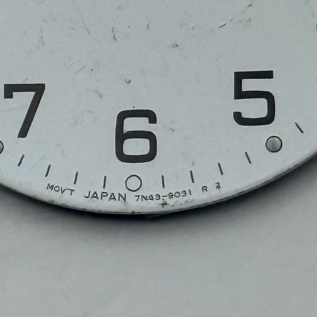 Seiko 7N43-9031 Watch Dial White Japan Vintage Spare Parts Repair 29.5mm