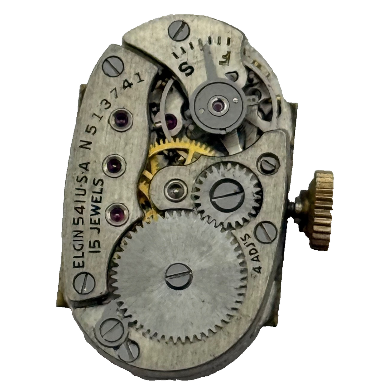 Elgin Grade 541 Model 2 Ladies Watch Movement 1951 American Parts Repair 21/0s 