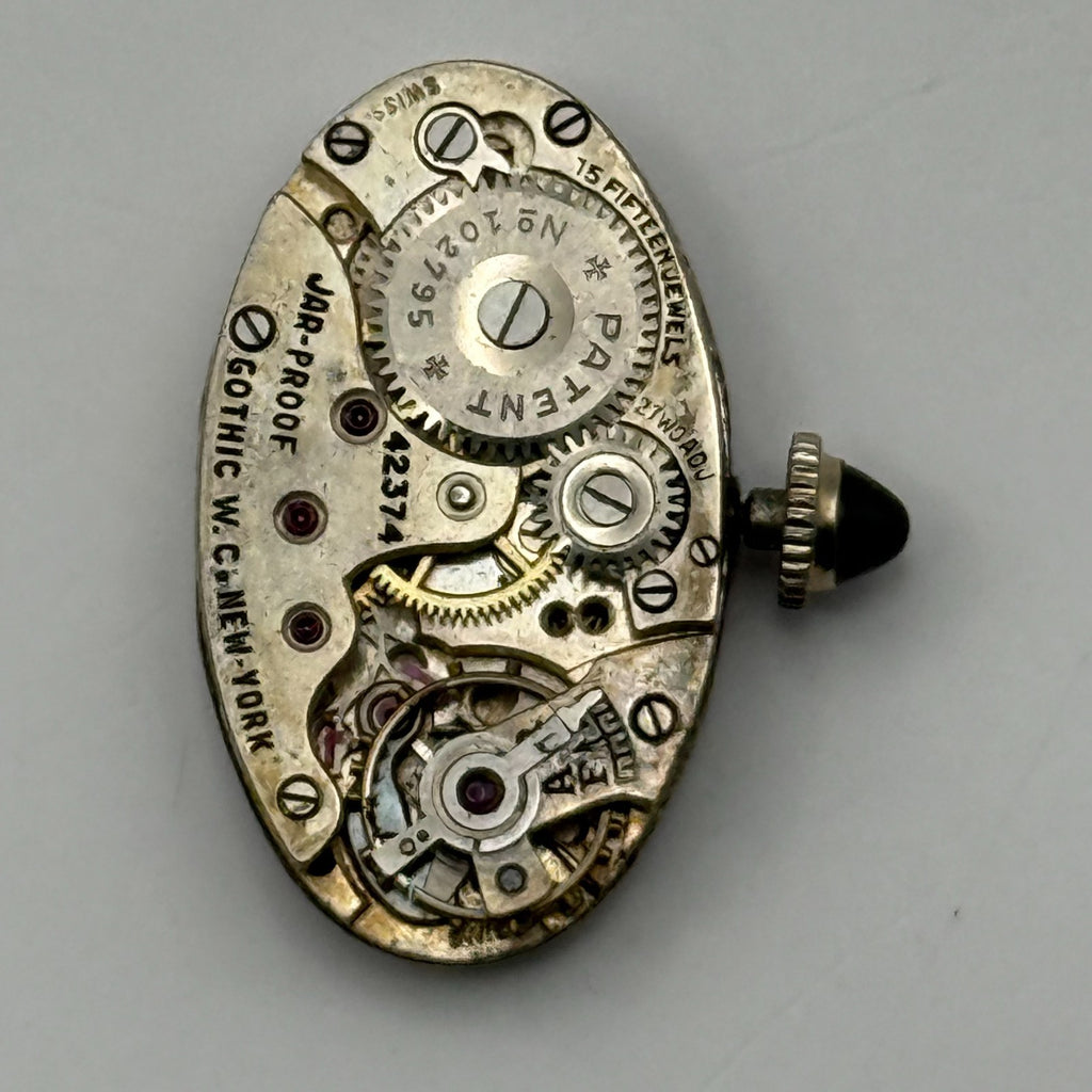 Gothic Jar-Proof Watch Movement New York American Ladies 15 Jewels Parts 14.8mm