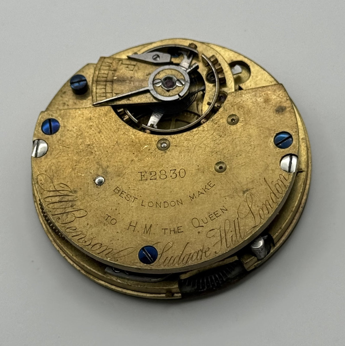 J.W. Benson London Pocket Watch Movement - English Lever - Parts / Repair 41.1mm