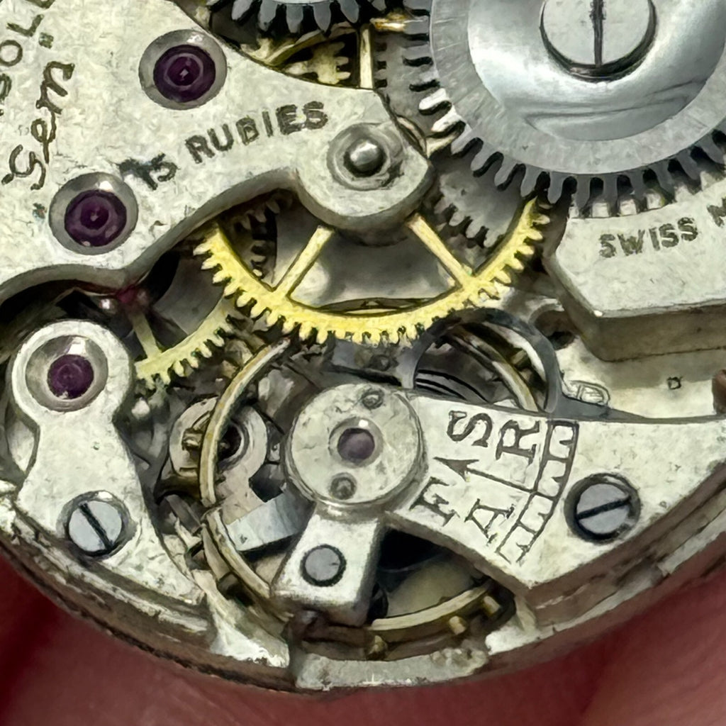 Ingersoll Gem Watch Movement 15 Rubies Manual Wind Vintage Parts Repair 23.2mm