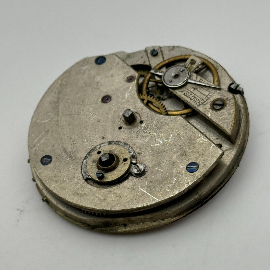 Antique Key Wound Roman Numerals Pocket Watch Movement Dial Parts Repair 47.5mm