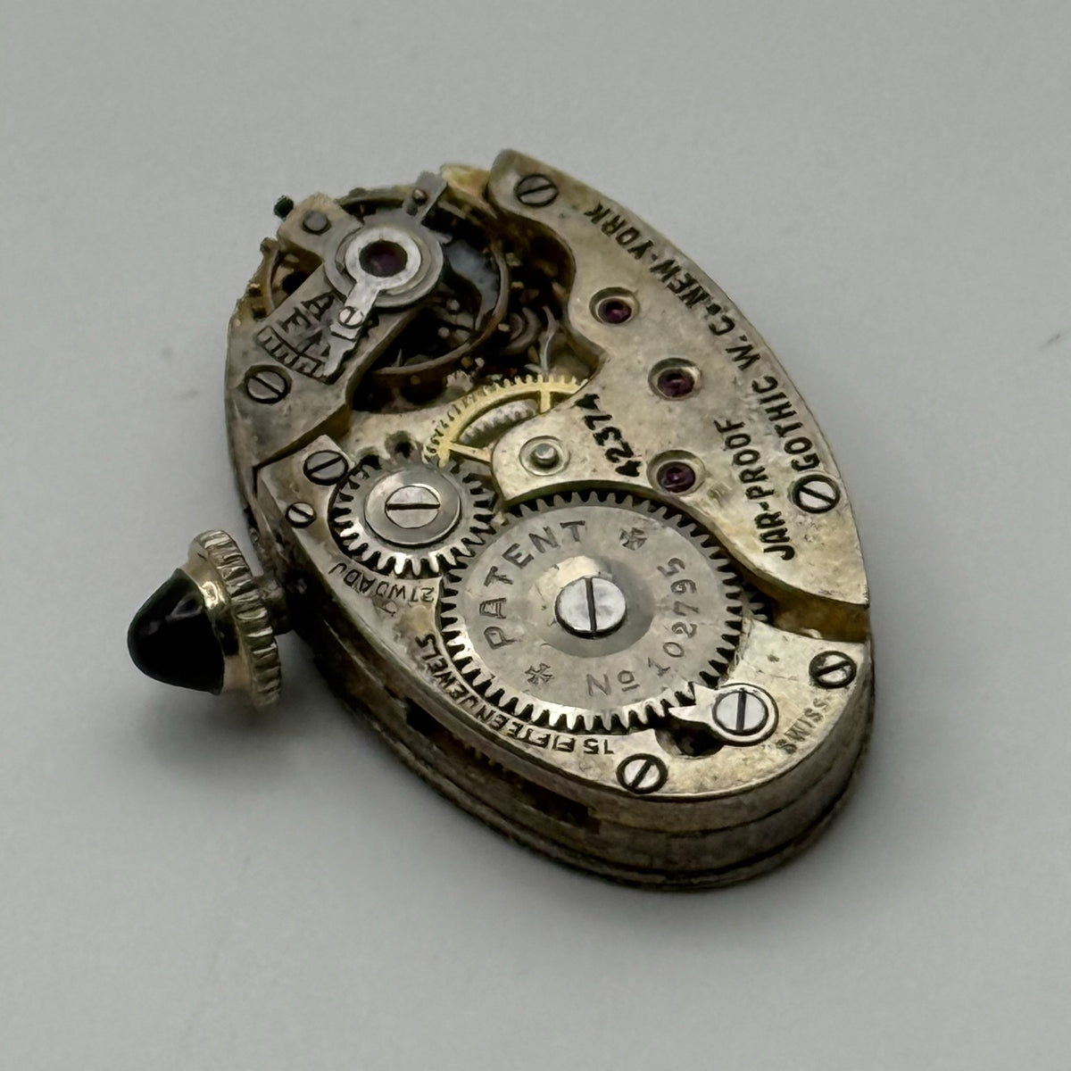Gothic Jar-Proof Watch Movement New York American Ladies 15 Jewels Parts 14.8mm