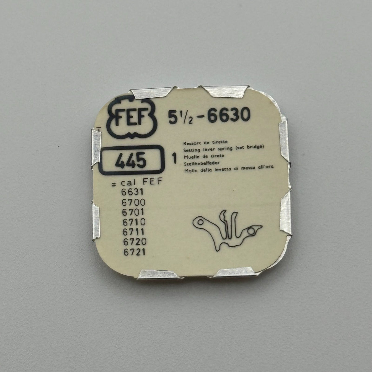FEF 6630 Setting Lever Spring - 5 1/2 - 445 - New Old Stock - Watch Parts