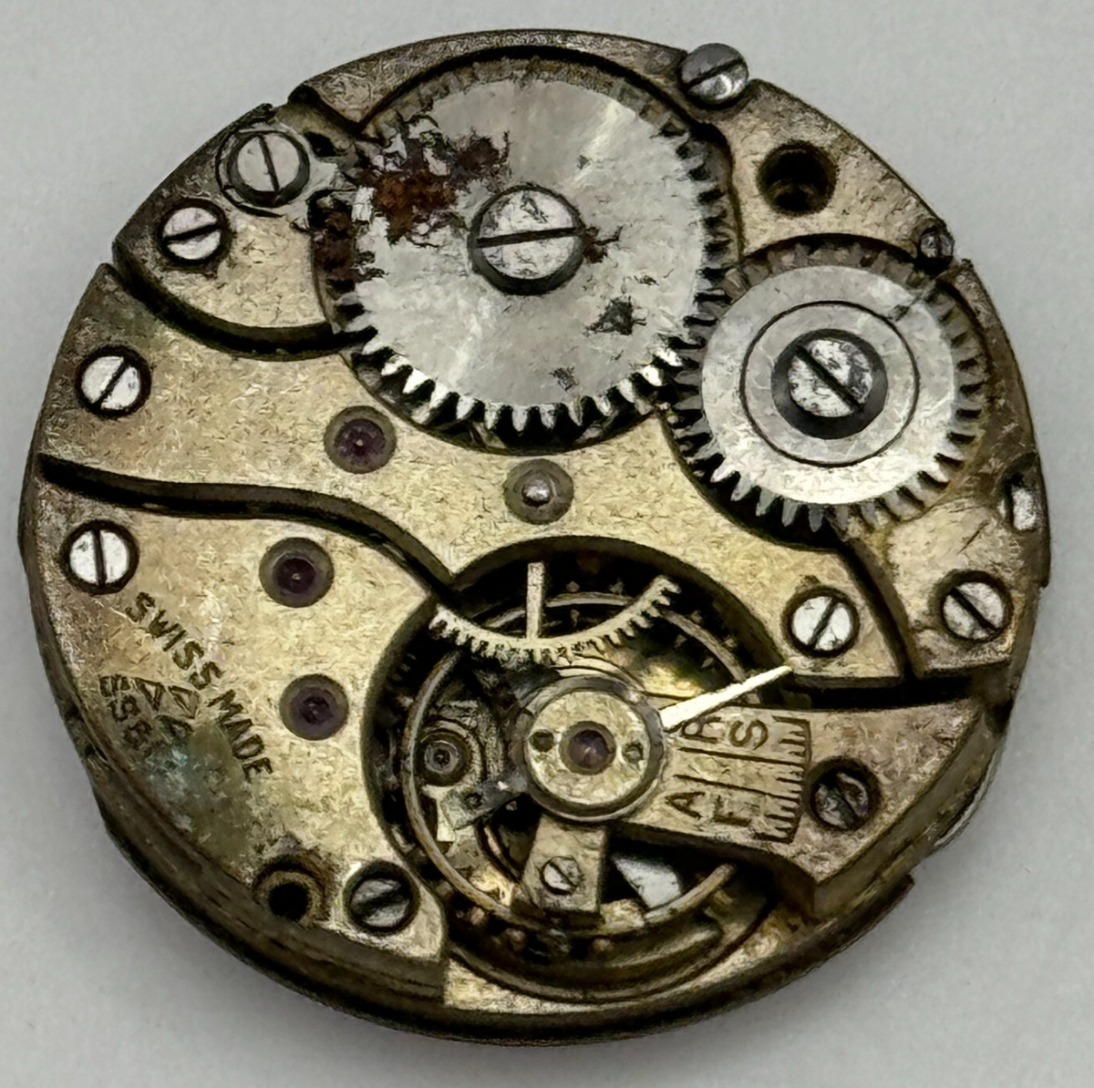 Stauffer S S & Co Watch Movement Manual Wind Swiss Vintage Parts Repair 22.6mm 