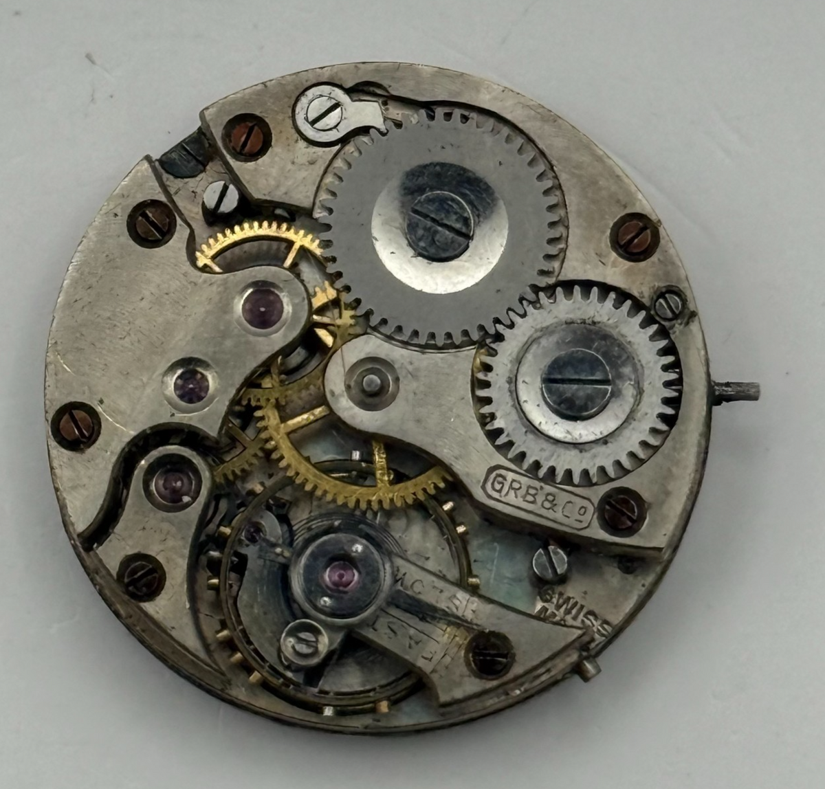 GRB & Co Trench Watch Movement - Roman Numerals - For Parts / Repair - 24.8mm