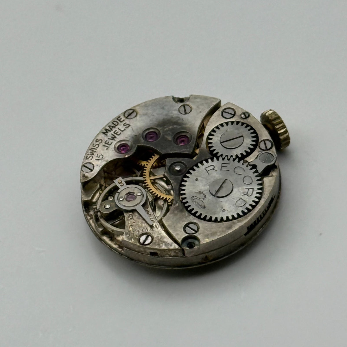 Record Watch Movement 15 Jewels Swiss Vintage Manual Wind Parts Repair 19.6mm