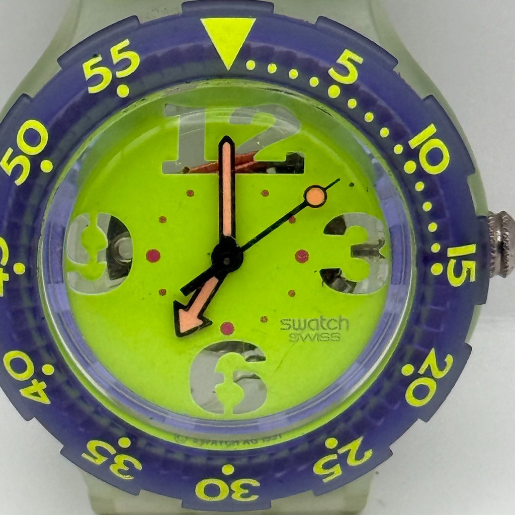 Vintage Swatch Scuba 200 Watch SDN103 Spray Up 1992 ETA Quartz Swiss 40mm Parts 