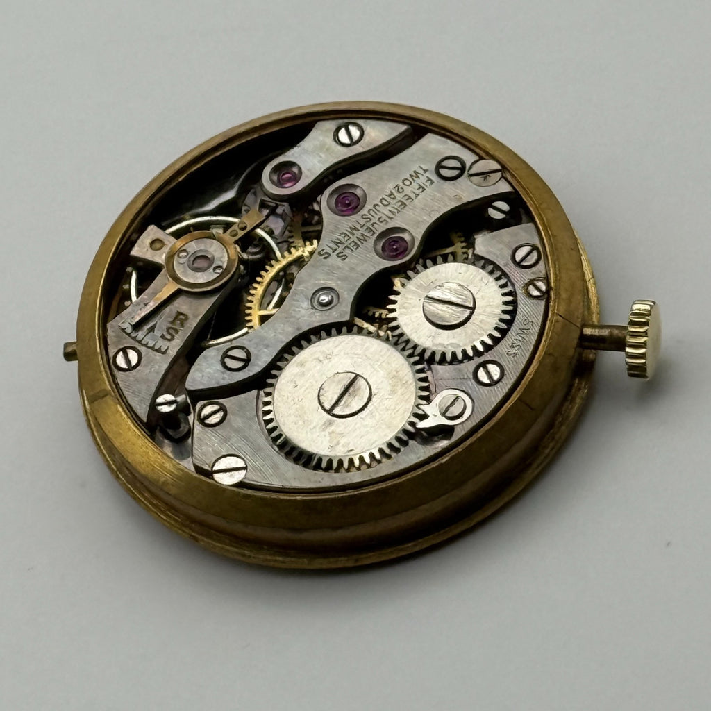 15 Jewels 2 Adjustments Watch Movement Running Unidentified Swiss Parts Repair