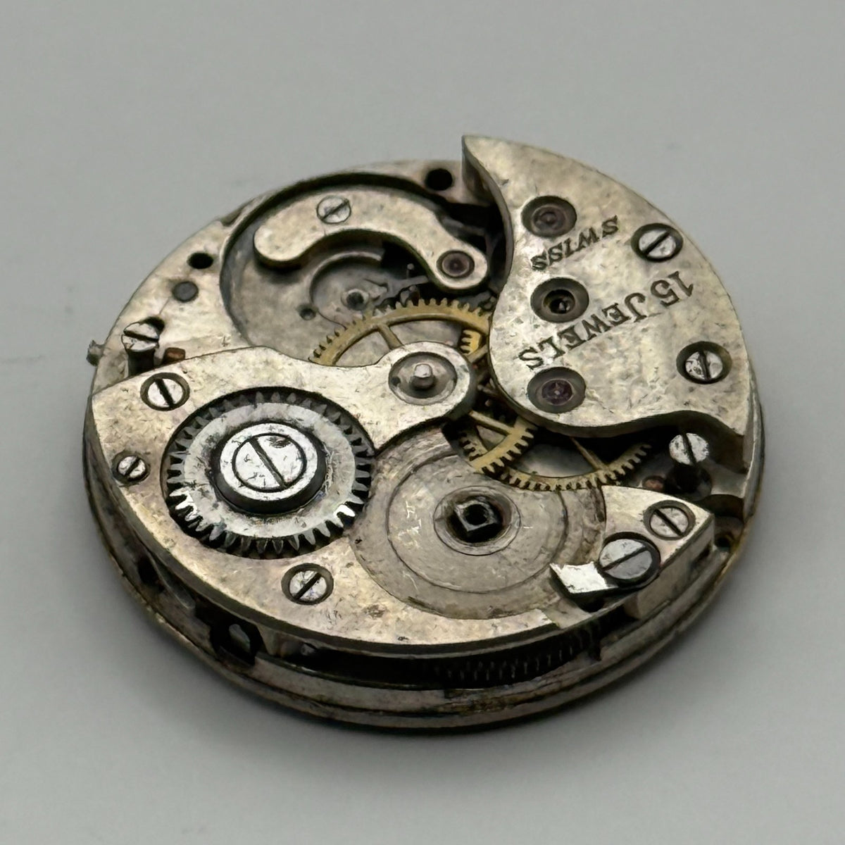 Red 12 Watch Movement - 15 Jewels - For Parts / Repair - 23.3mm