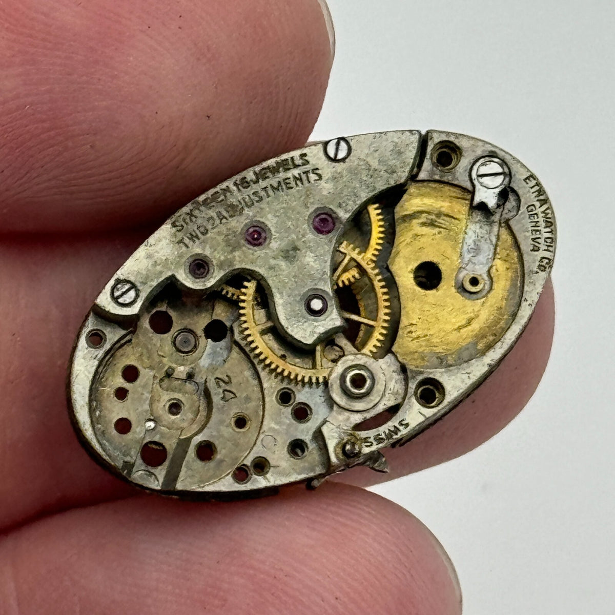 AS 24 Watch Movement A. Schild 24 Etna Incomplete Parts Repair 15.2mm 