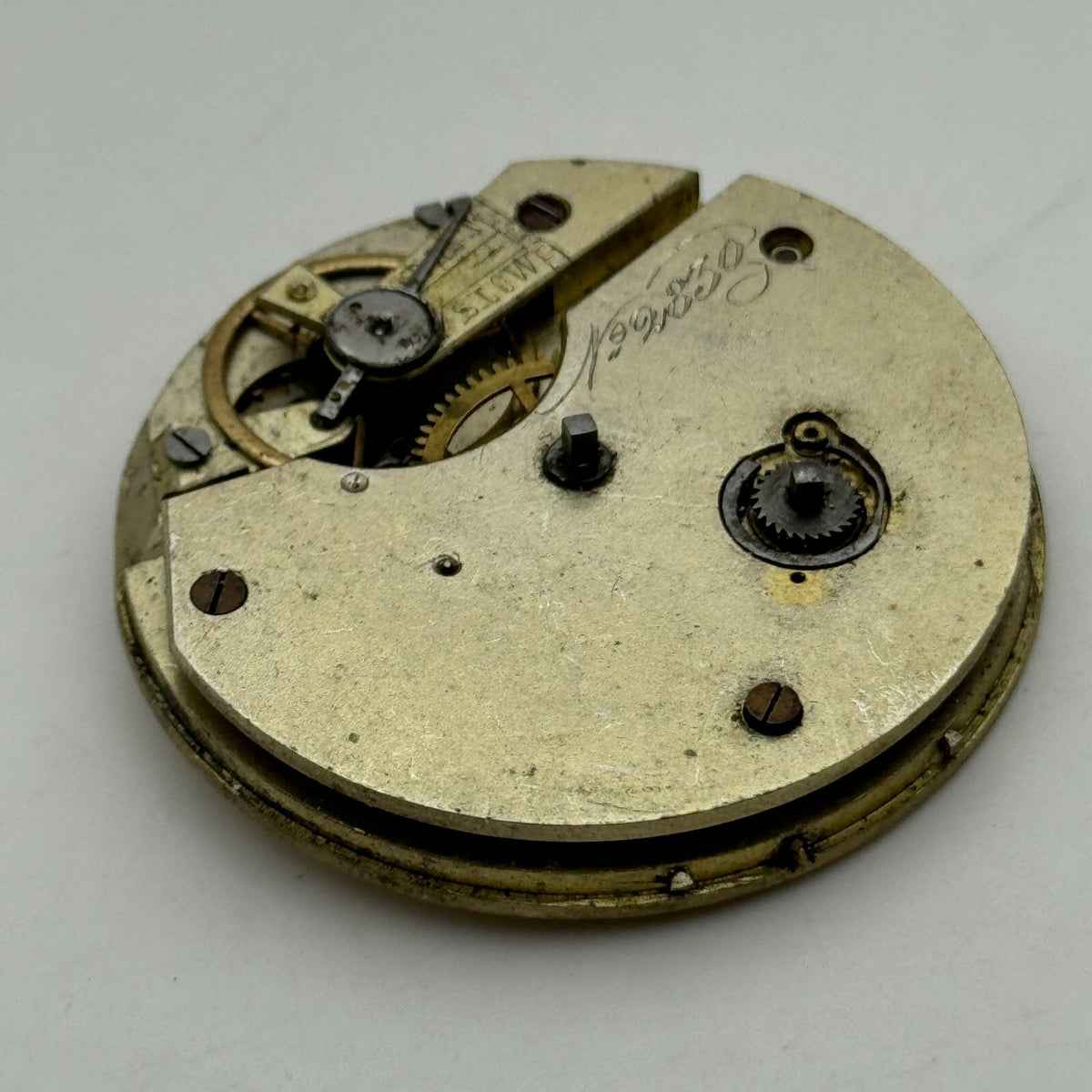Antique Pocket Watch Movement Key Wound Parts Repair Spares 45.5mm