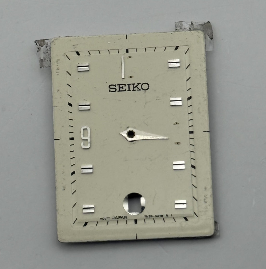 Seiko 7N39-8A78 Watch Dial Rectangular Japan Vintage Spare Parts Repair 20.7mm