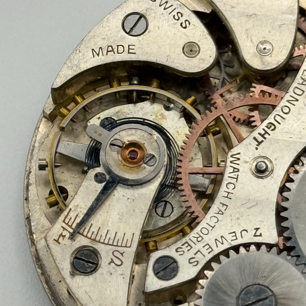 Record Trenton Dreadnought Pocket Watch Movement - Running - For Parts / Repair