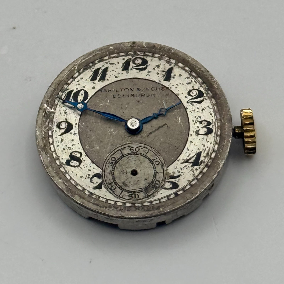 Hamilton & Inches Edinburgh Watch Movement Blue Jewels Sub Seconds Parts 21.9mm