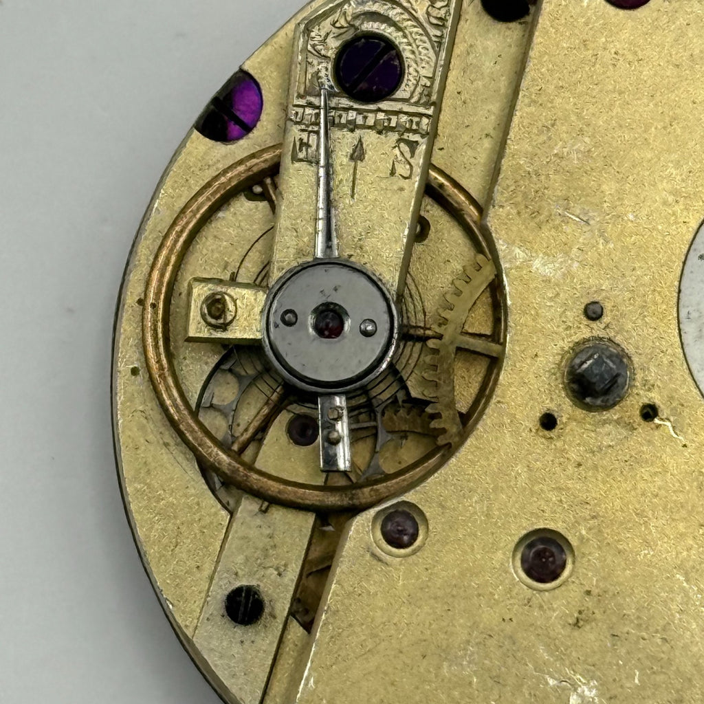 Cylinder Escapement Pocket Watch Movement - Unidentified - Parts / Repair 40.3mm