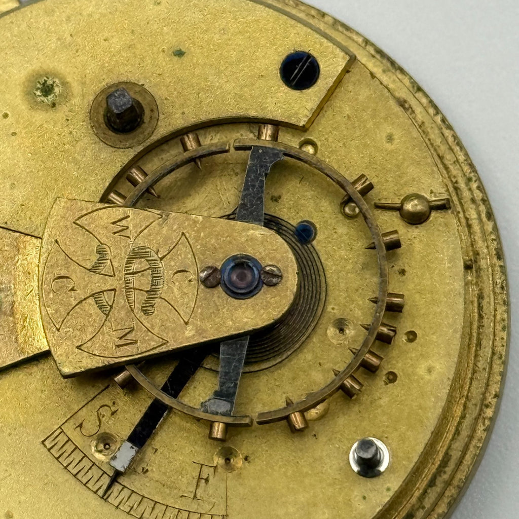 English Lever Pocket Watch Movement - CWMC Antique - For Parts / Repair - 42.9mm