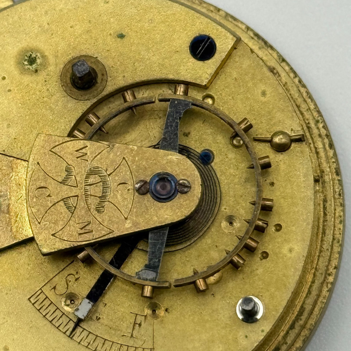 English Lever Pocket Watch Movement - CWMC Antique - For Parts / Repair - 42.9mm