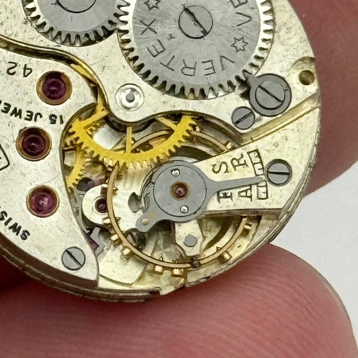 Revue VW Cal 42 Watch Movement Vertex Style Manual Wind Parts 19.6mm 