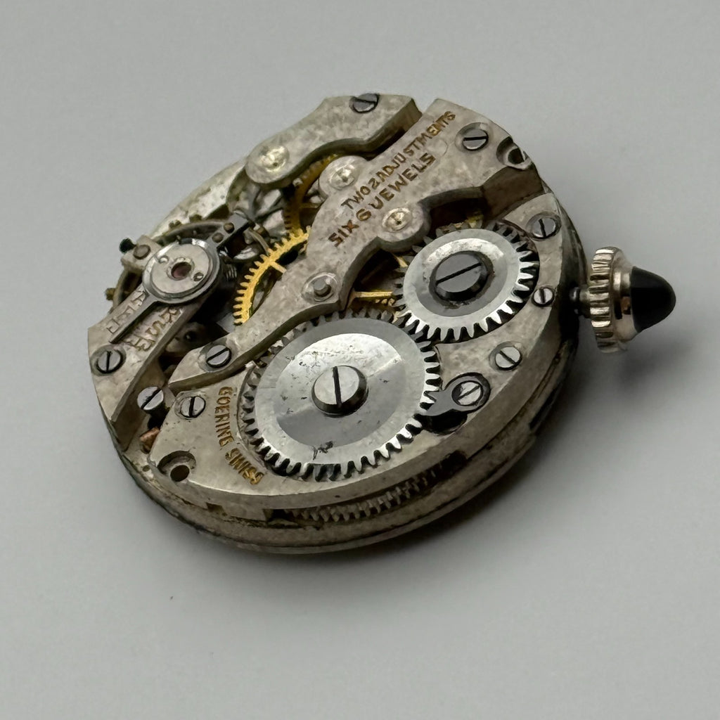 AS Watch Movement Cabochon Crown A. Schild 6 Jewels Swiss Parts Repair 23.4mm