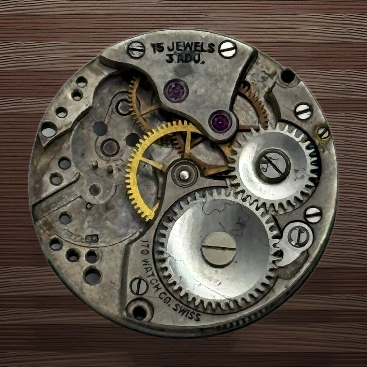 ITO Watch Co Watch Movement - 15 Jewels - For Parts / Repair - 23.5mm