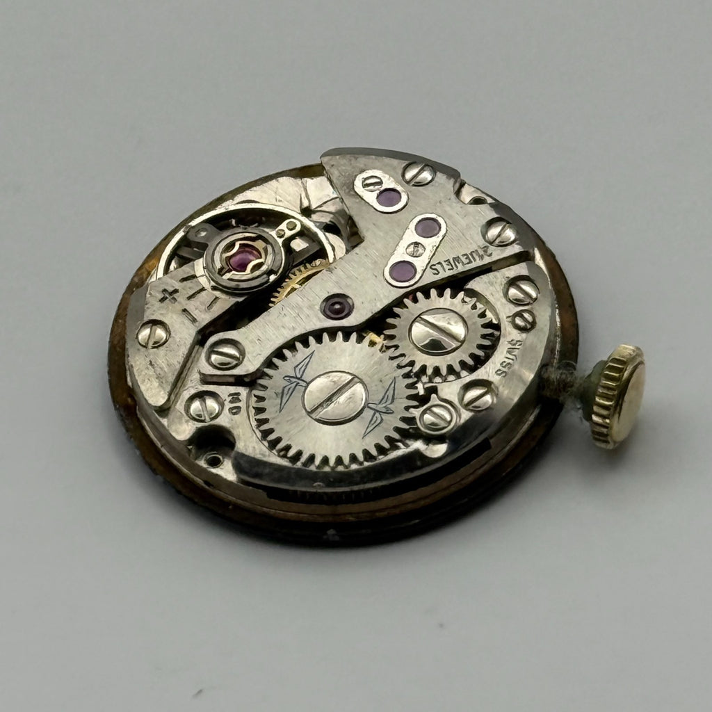FHF 34-21 Watch Movement - Rotary Blue Dial Ladies 17.2m - For Parts / Repair