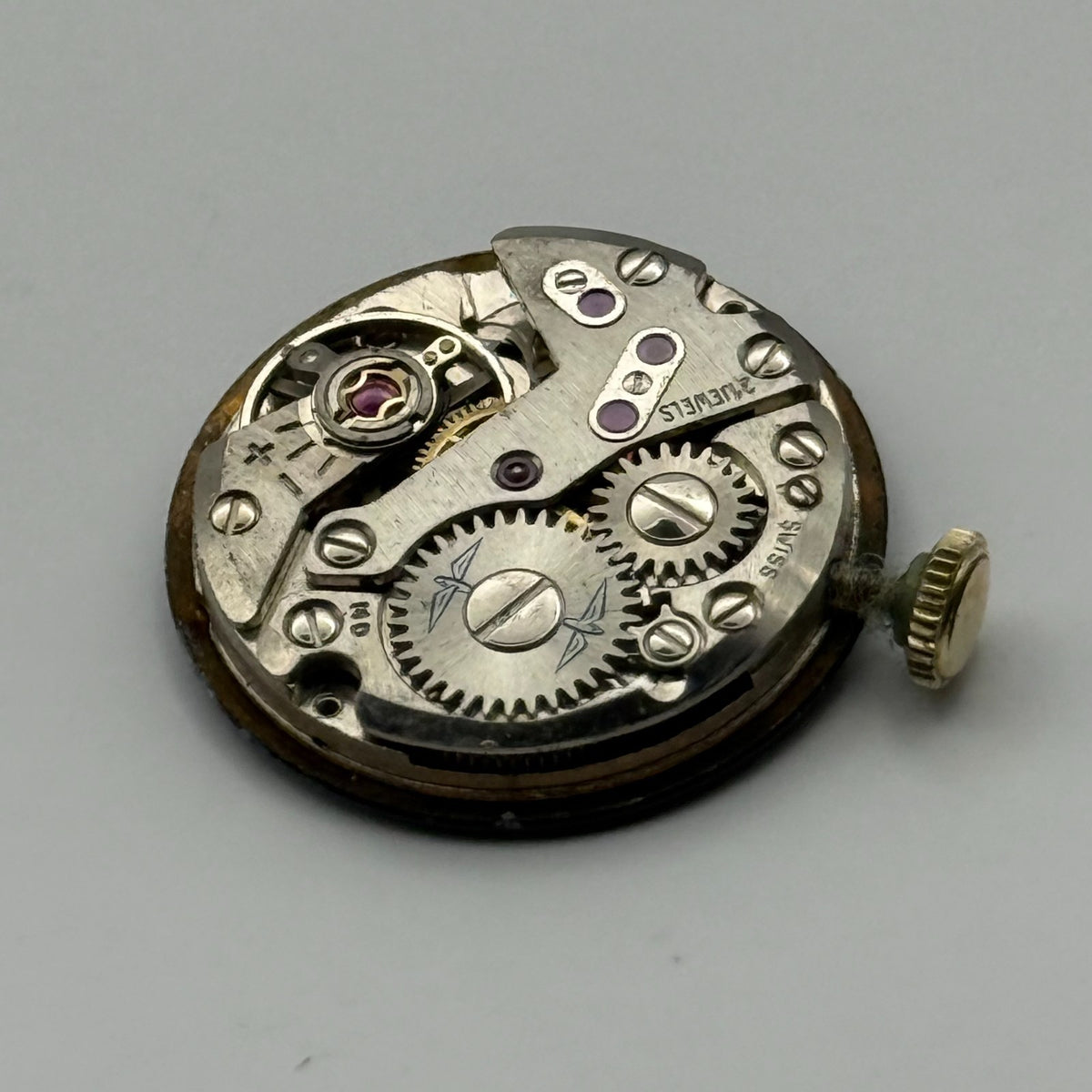 FHF 34-21 Watch Movement - Rotary Blue Dial Ladies 17.2m - For Parts / Repair
