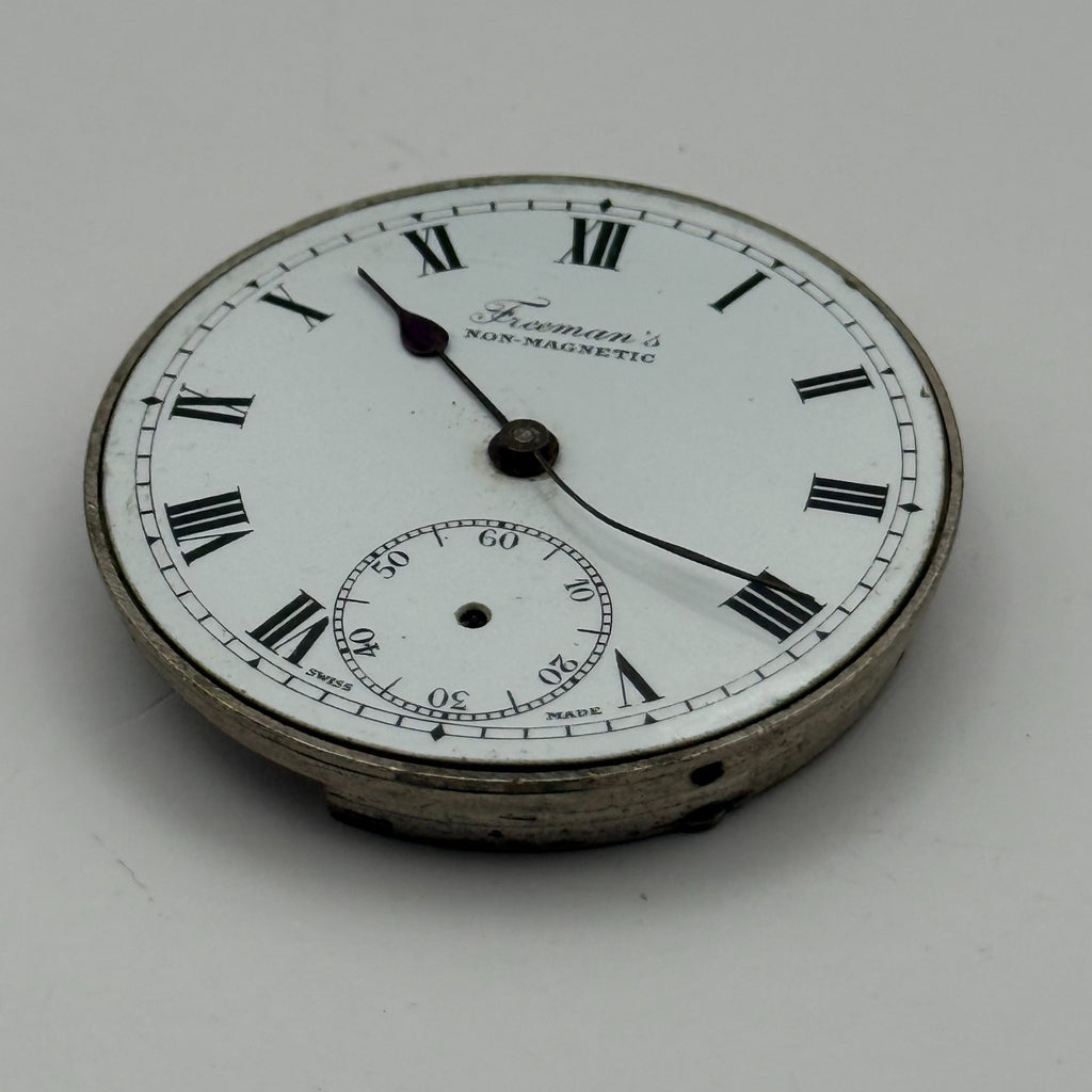 Freeman’s Non Magnetic Pocket Watch Movement Open Face Sub Seconds Parts 37.9mm