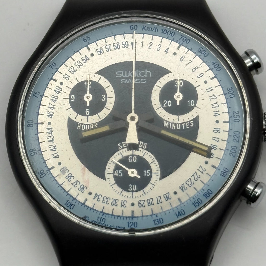Vintage Swatch Chrono Watch SCN102 Silver Star 1990 ETA Quartz Swiss 40mm Parts 