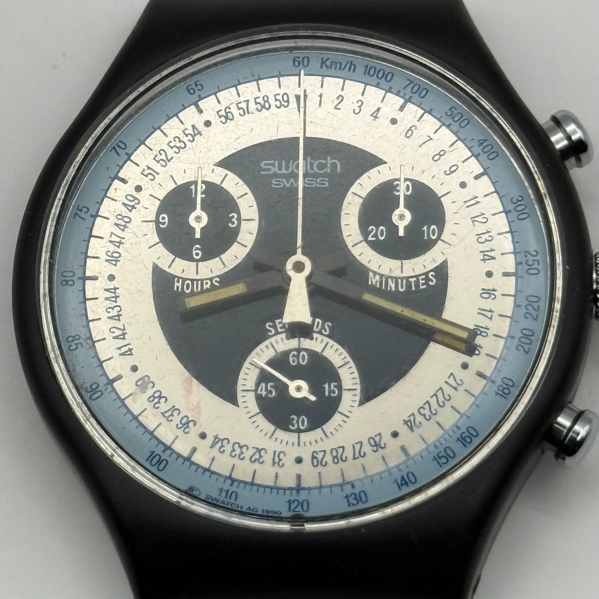 Vintage Swatch Chrono Watch SCN102 Silver Star 1990 ETA Quartz Swiss 40mm Parts 