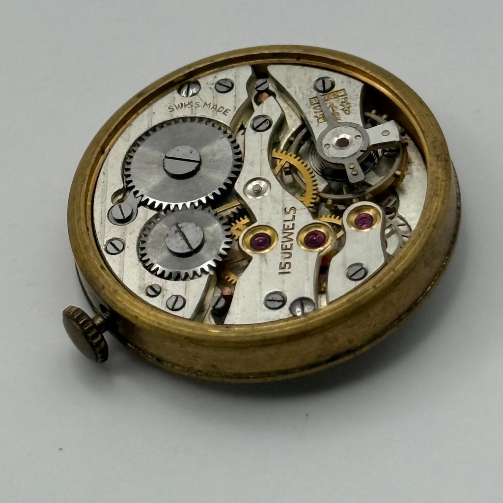 Kurth 180 Watch Movement - 15 Jewels - Running - For Parts / Repair - 22.6mm