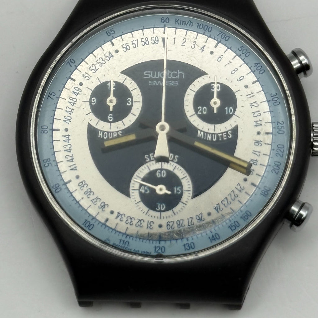 Vintage Swatch Chrono Watch SCN102 Silver Star 1990 ETA Quartz Swiss 39mm Parts 