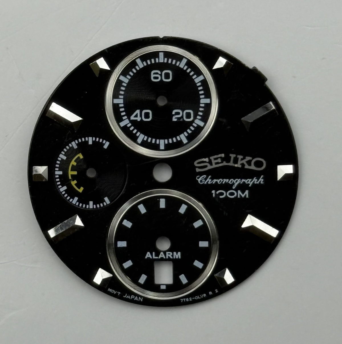 Seiko 7T62-0LVP Watch Dial Chronograph Alarm 100M Spare Parts Repair 27.4mm