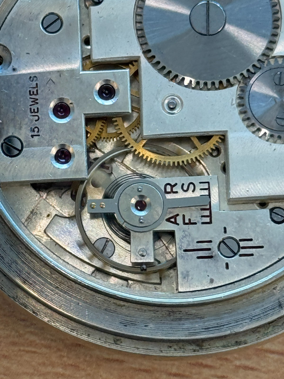 Very Interesting Unusual Movement Pocket Watch - Running - Open Face Swiss 15j