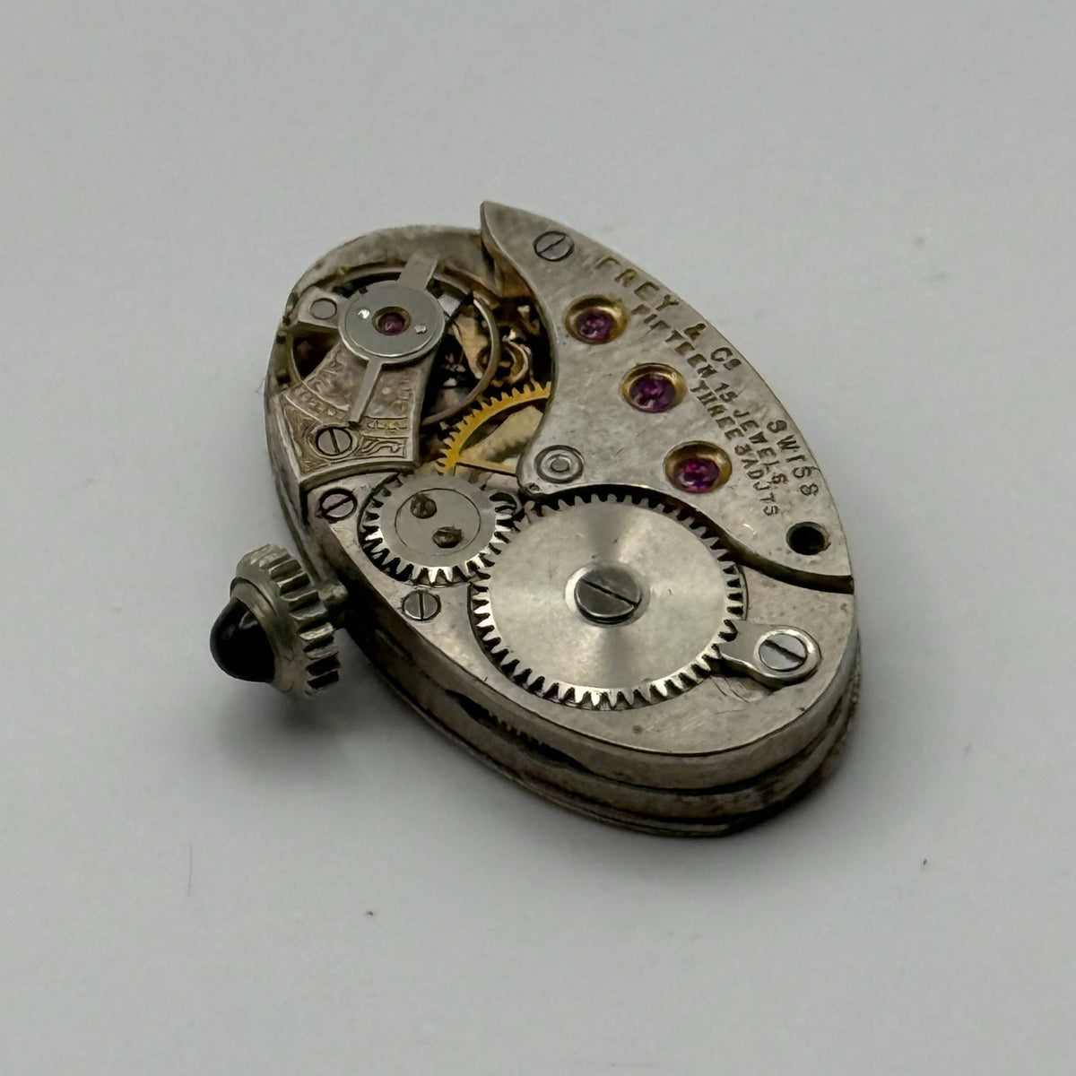 Frey & Co Watch Movement Running Grenad 15J Swiss Manual Wind Parts 14.7mm
