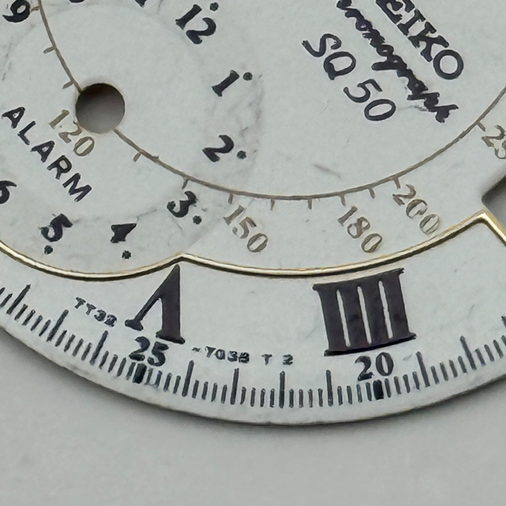 Seiko 7T32-7038 Watch Dial Chronograph Alarm SQ 50 Spare Parts Repair 27.4mm