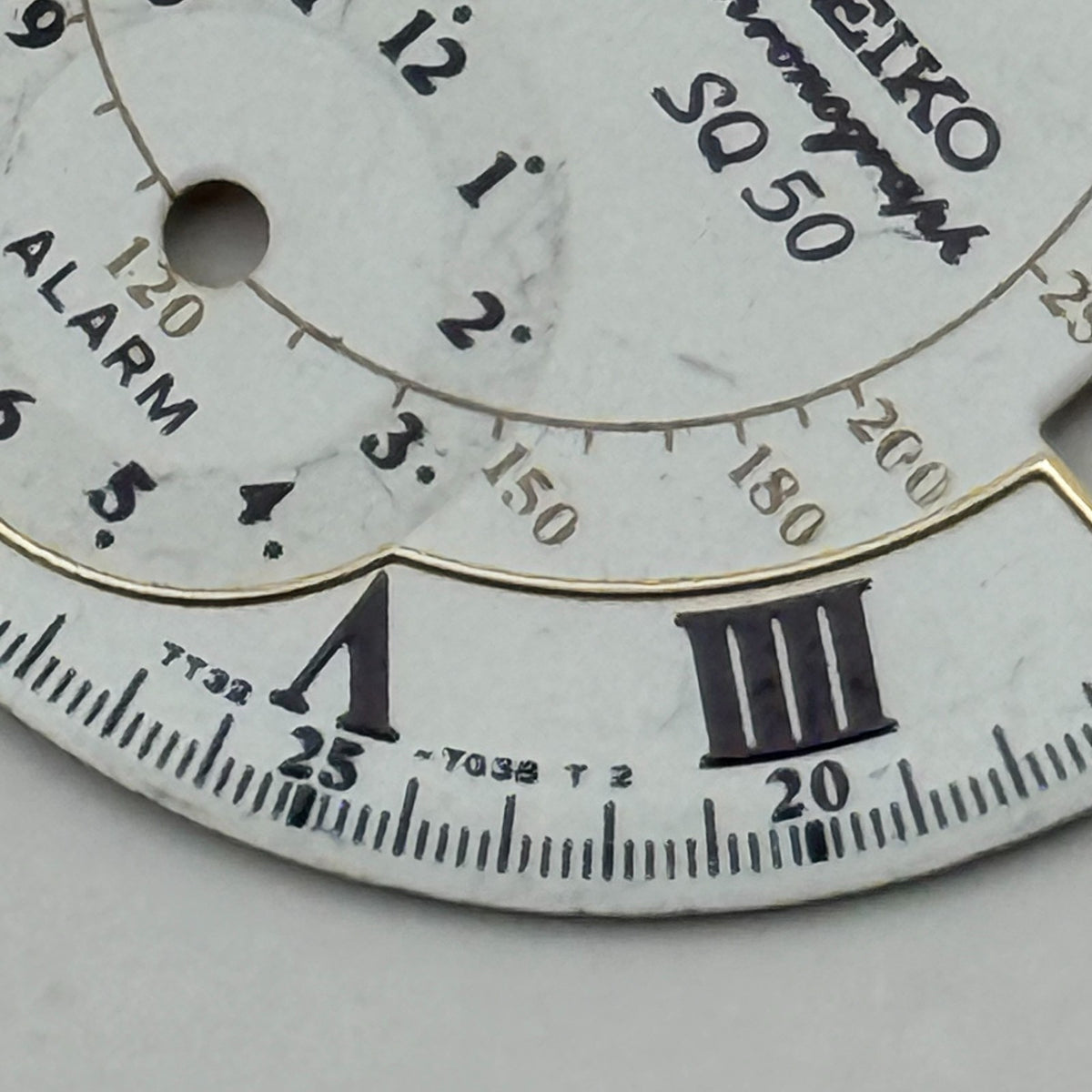 Seiko 7T32-7038 Watch Dial Chronograph Alarm SQ 50 Spare Parts Repair 27.4mm