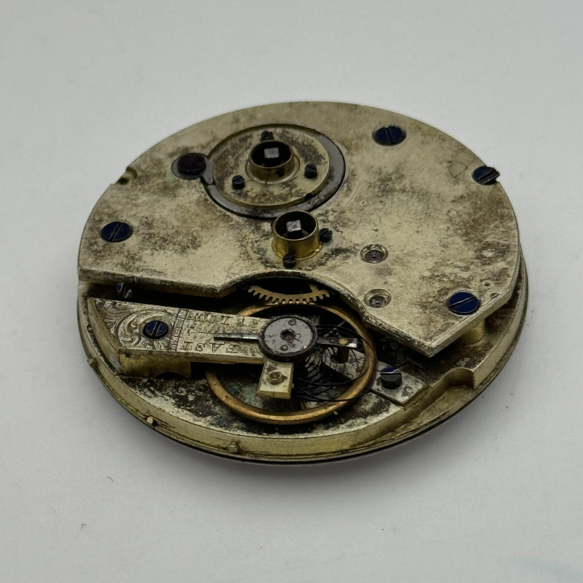 Antique Key Wound Pocket Watch Movement Dial Parts Repair Spares 38.6mm